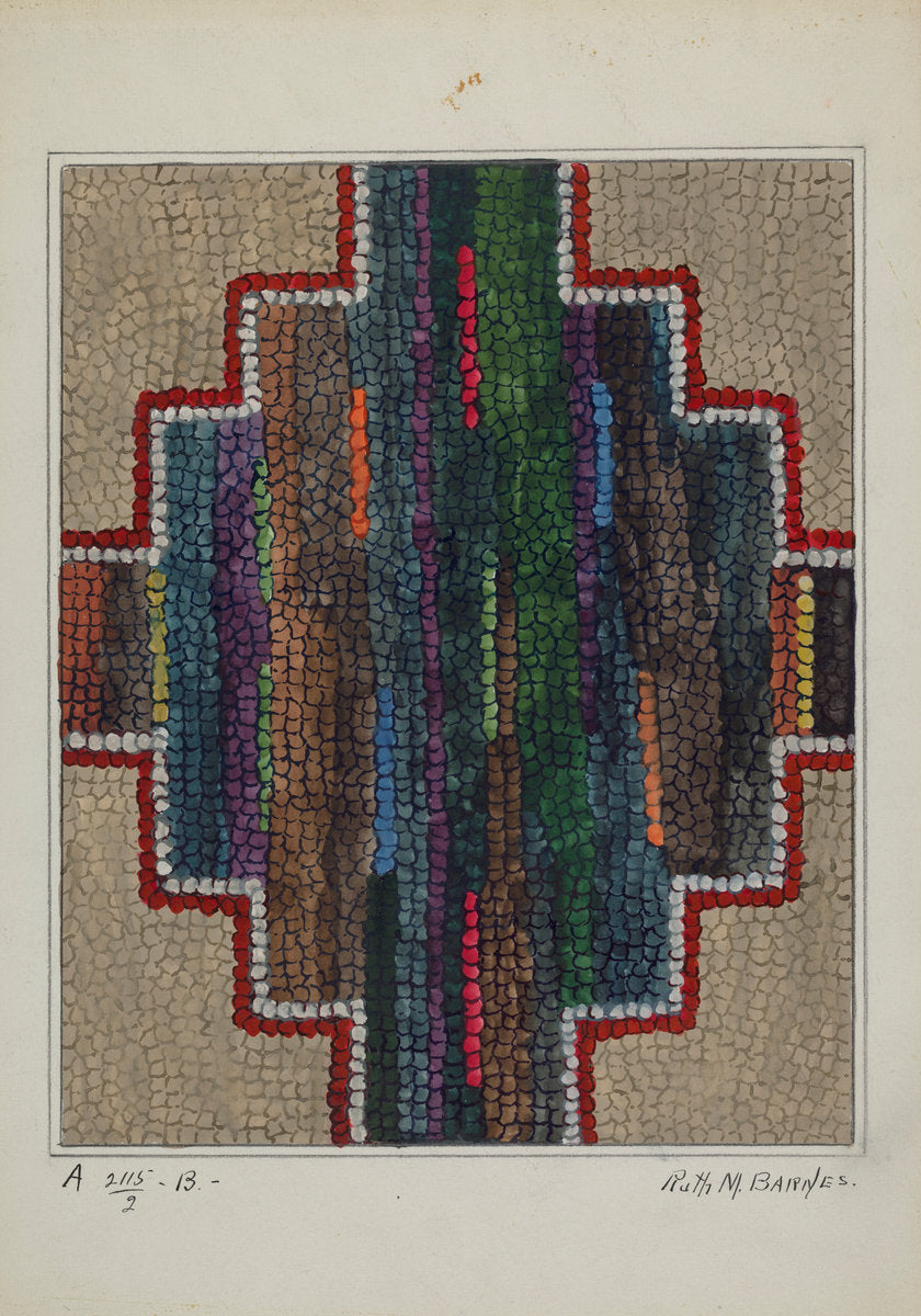 Hooked Rug - Center Design by Ruth M. Barnes (American, active c. 1935), 16X12"(A3)Poster Print
