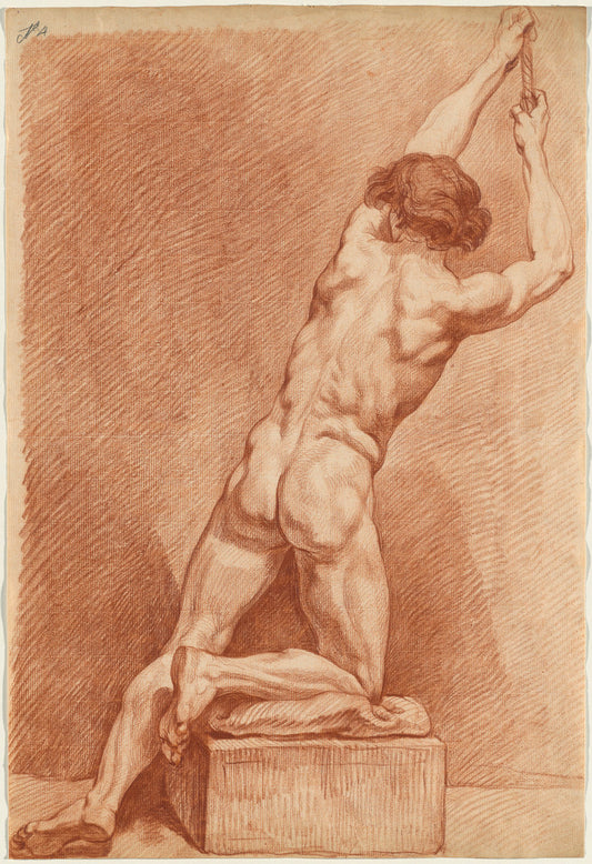 c.1760 by French 18th Century (A Male Nude Seen from Behind), 16X12"(A3)Poster Print