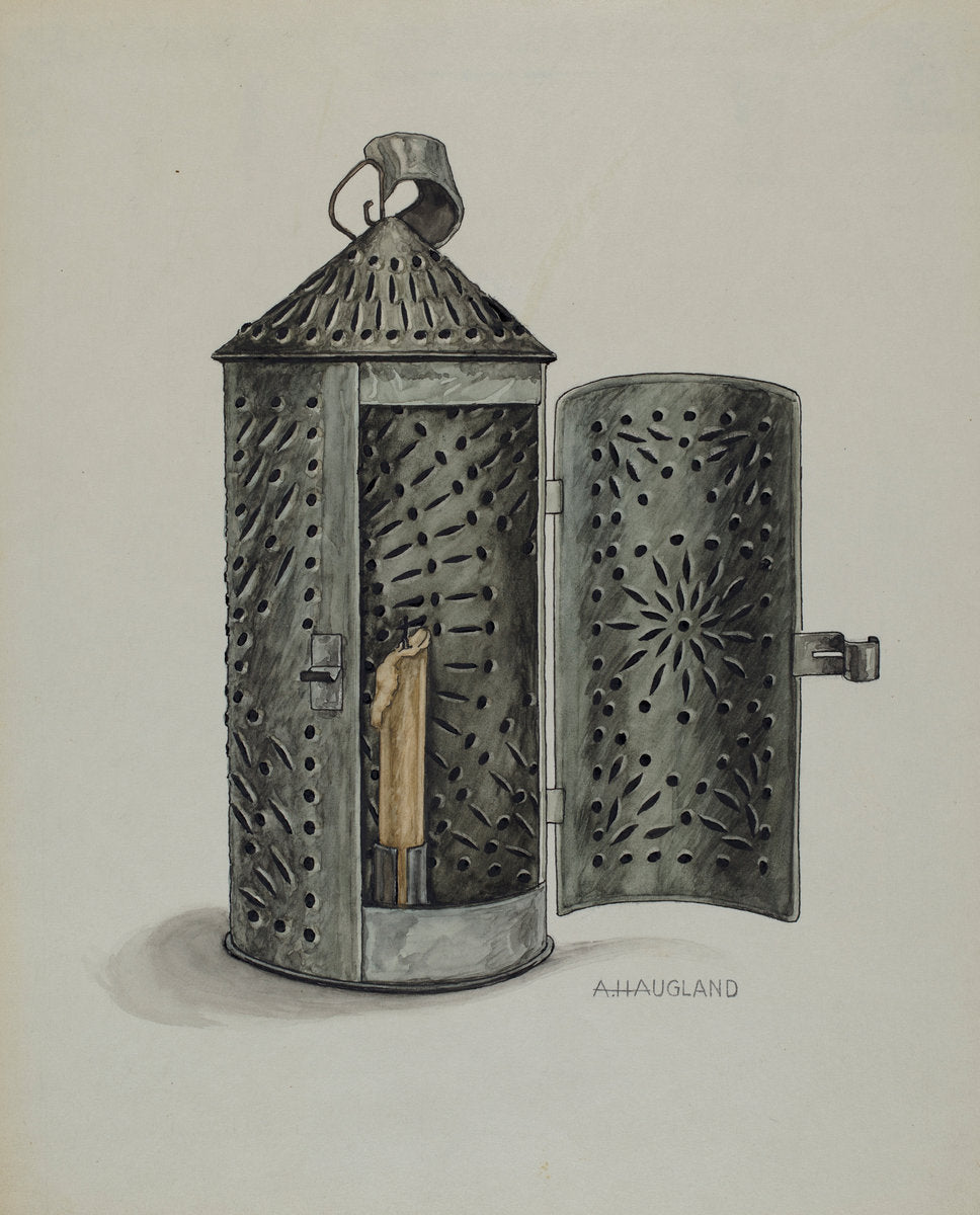 Tin Lantern by Augustine Haugland (American, active c. 1935), 16X12"(A3)Poster Print