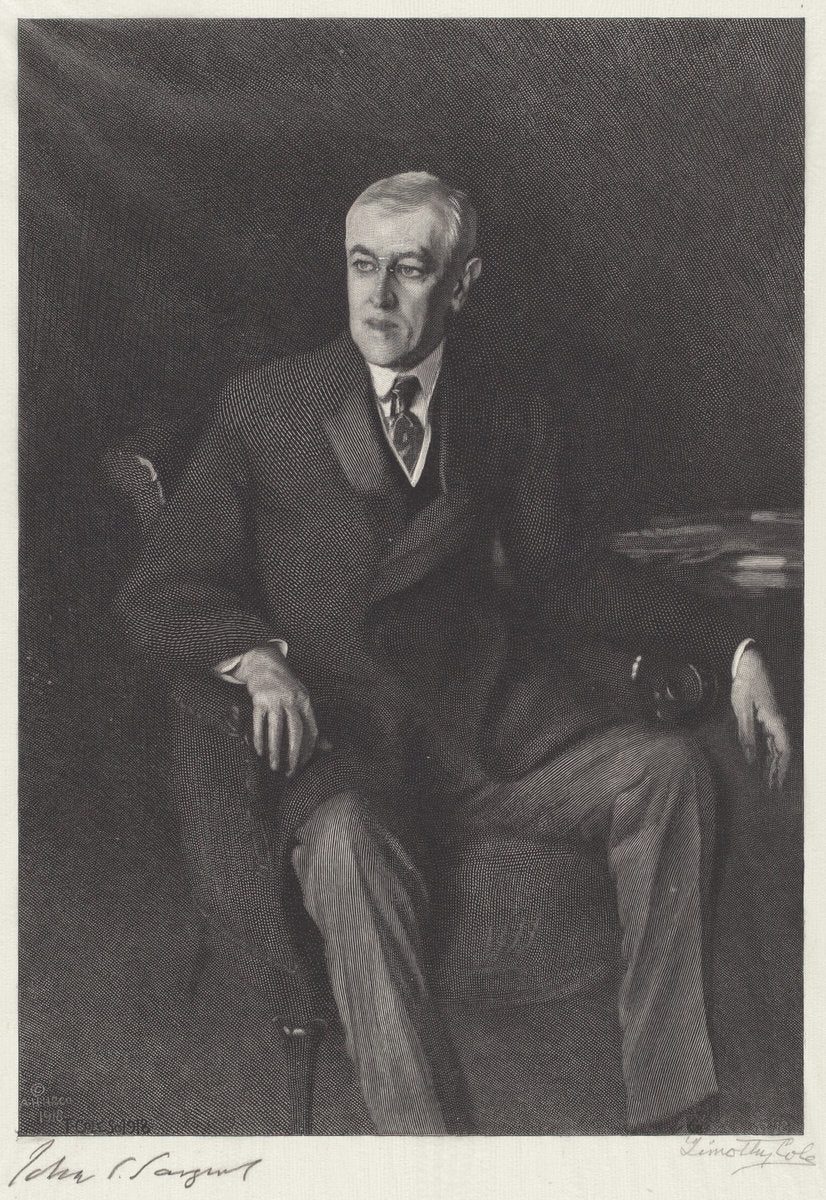 Woodrow Wilson by Timothy Cole after John Singer Sargent (American, 1852 - 1931), 16X12"(A3)Poster Print