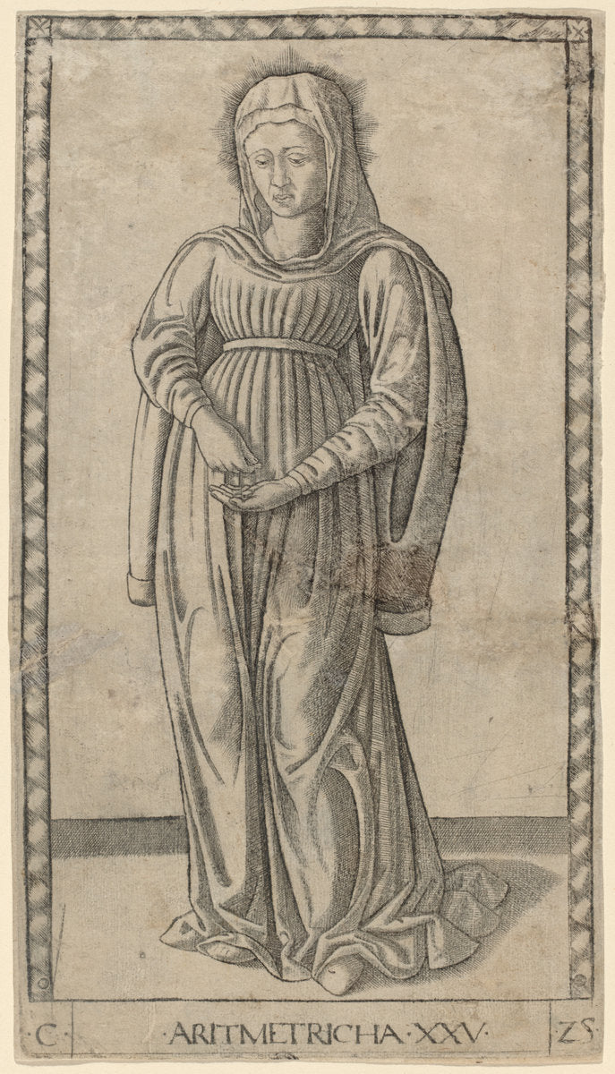 Aritmetricha (Arithmetic) by Master of the E-Series Tarocchi (Italian, active c. 1465), 16X12"(A3)Poster Print