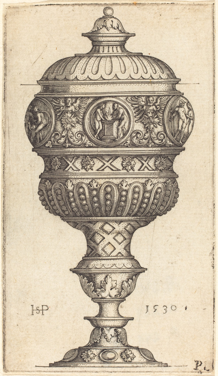 Double Goblet with Round Medallions by Sebald Beham (German, 1500 - 1550), 16X12"(A3)Poster Print