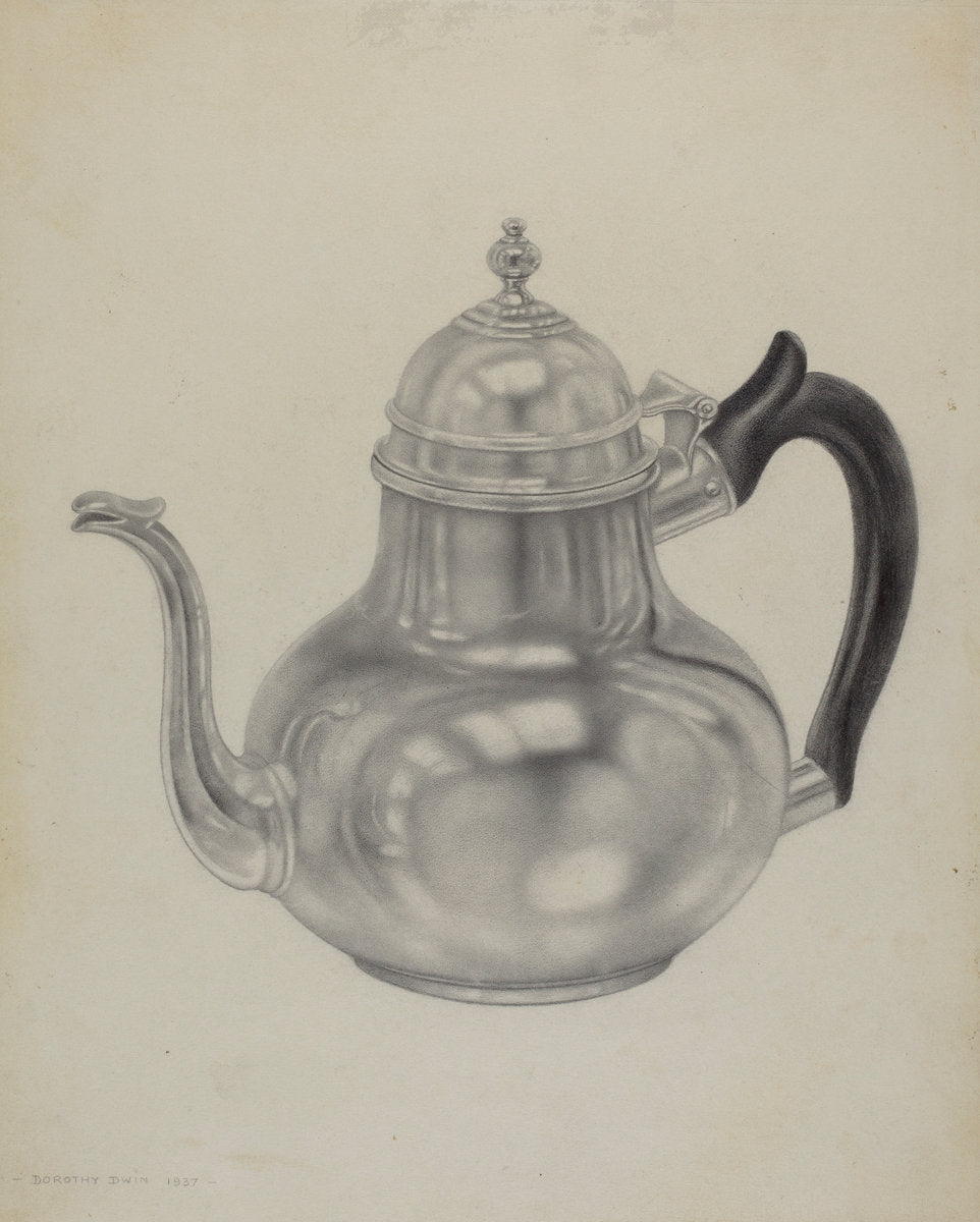 Silver Teapot by Dorothy Dwin (American, active c. 1935), 16X12"(A3)Poster Print