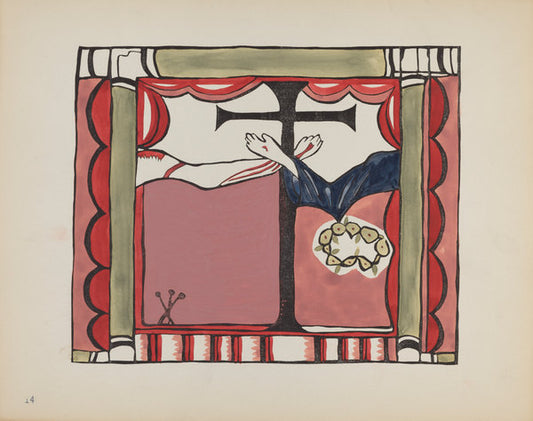 1935/1942 by American 20th Century (Plate 14: Main Altarpiece, Chimayo: From Portfolio "Spanish Colonial Designs of New Mexico"), 16X12"(A3)Poster Print