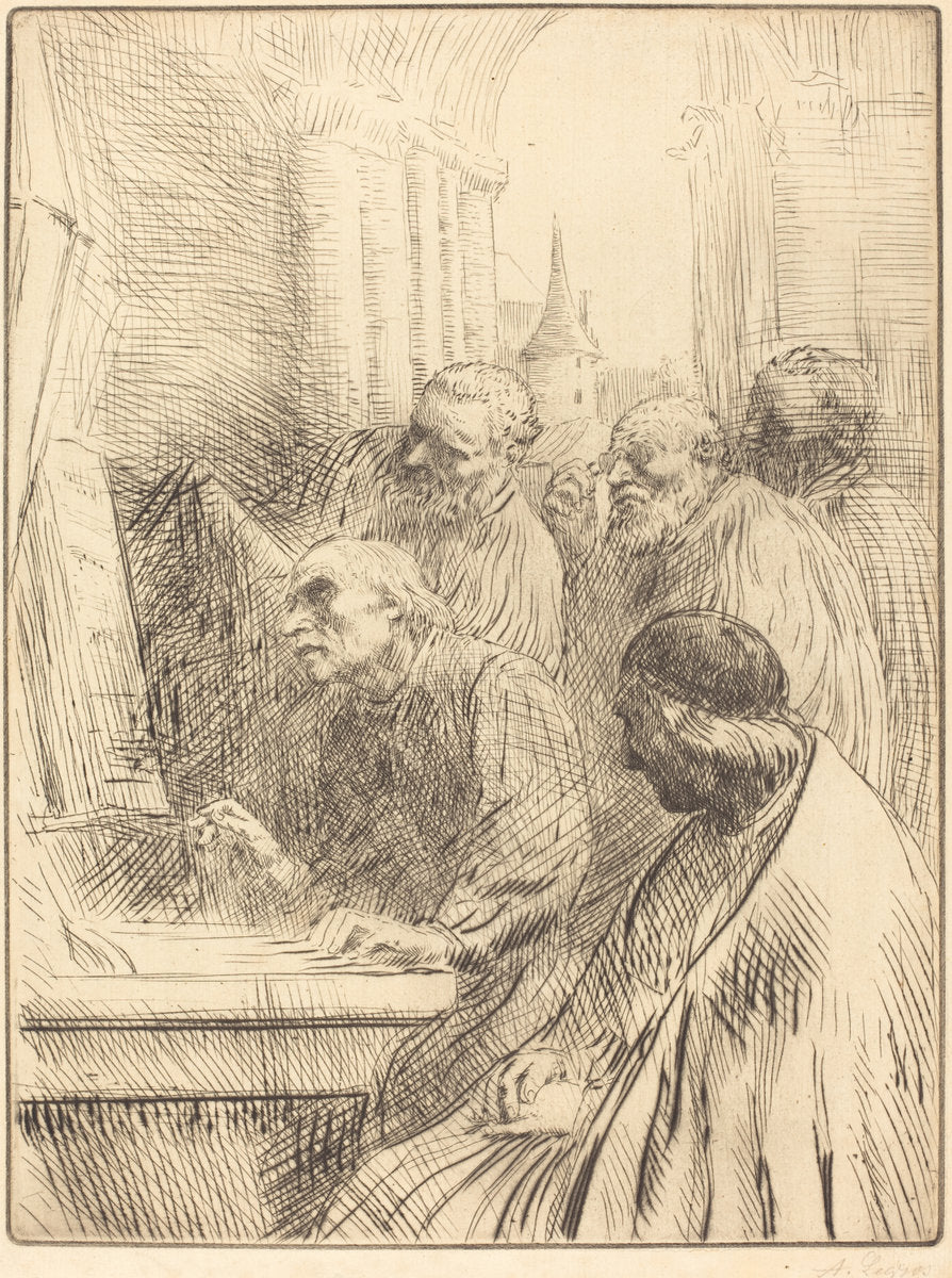 Monks at Church (Les moines a l'eglise) by Alphonse Legros (French, 1837 - 1911), 16X12"(A3)Poster Print
