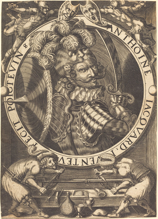 Self-Portrait (The Trade Card of Anthoine Jacquard) by Antoine Jacquard (French, died 1652), 16X12"(A3)Poster Print