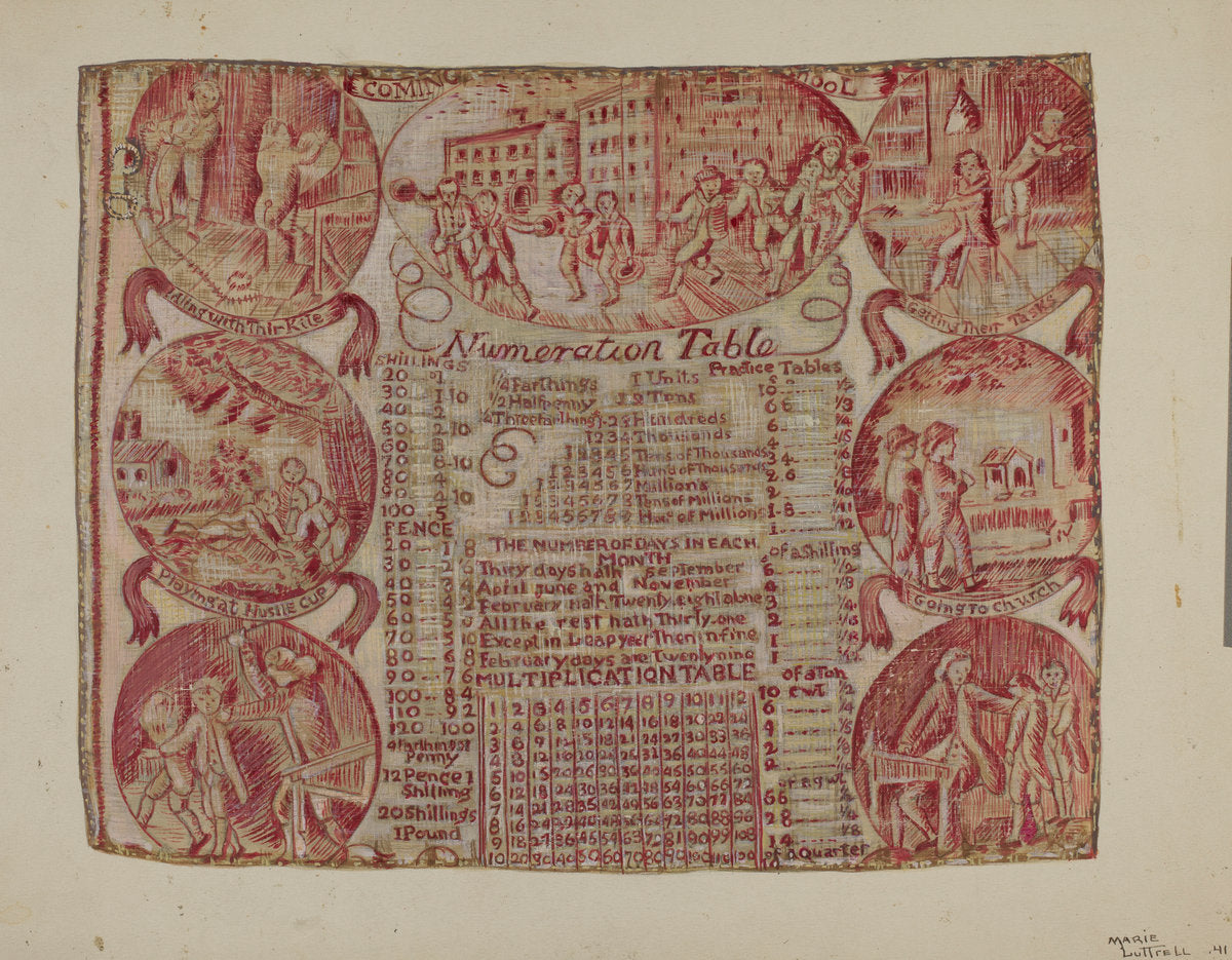 Cloth with Numeration Table by Marie Lutrell (American, active c. 1935), 16X12"(A3)Poster Print