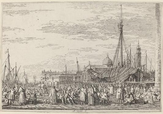 The Market on the Molo by Canaletto (Italian, 1697 - 1768), 16X12"(A3)Poster Print