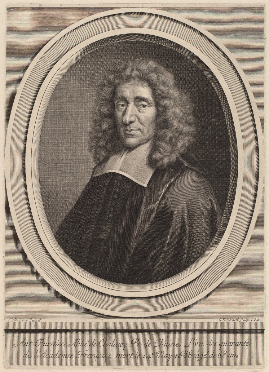 Antoine Furetiere by Gerard Edelinck after Gilbert de Seve (Flemish, 1640 - 1707), 16X12"(A3)Poster Print