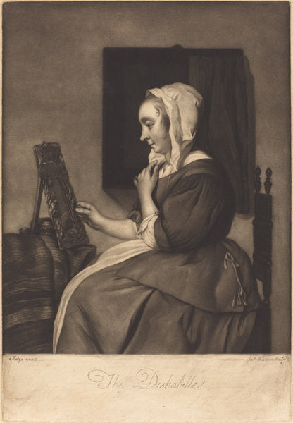 The Deshabille by James Watson after Gabriel Metsu (British, c. 1740 - 1790), 16X12"(A3)Poster Print