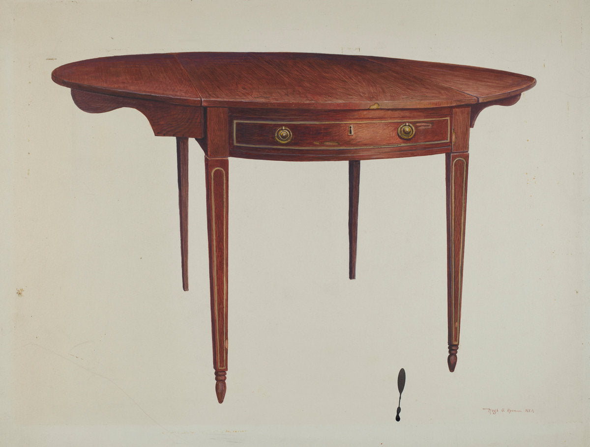 Hepplewhite Drop Leaf Table by Hugh Ryan (American, active c. 1935), 16X12"(A3)Poster Print