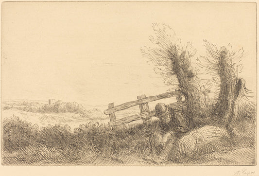 Farmer Reclining (Le fermier au repos) by Alphonse Legros (French, 1837 - 1911), 16X12"(A3)Poster Print