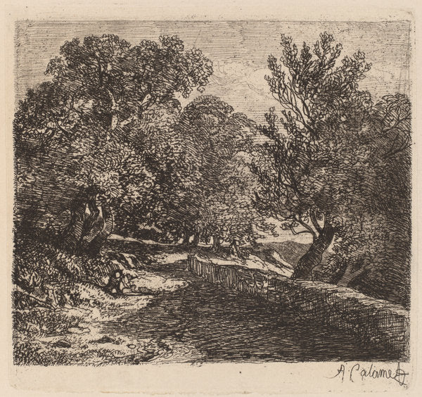 Man Resting by a Stone Wall by Alexandre Calame (Swiss, 1810 - 1864), 16X12"(A3)Poster Print