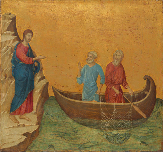 The Calling of the Apostles Peter and Andrew by Duccio di Buoninsegna (Sienese, c. 1250/1255 - 1318/1319), 16X12"(A3)Poster Print