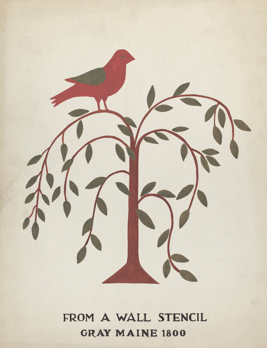 Design from Gray, Maine 1800 (no. 1): From Proposed Portfolio "Maine Wall Stencils" by Mildred E. Bent (American, active c. 1935), 16X12"(A3)Poster Print