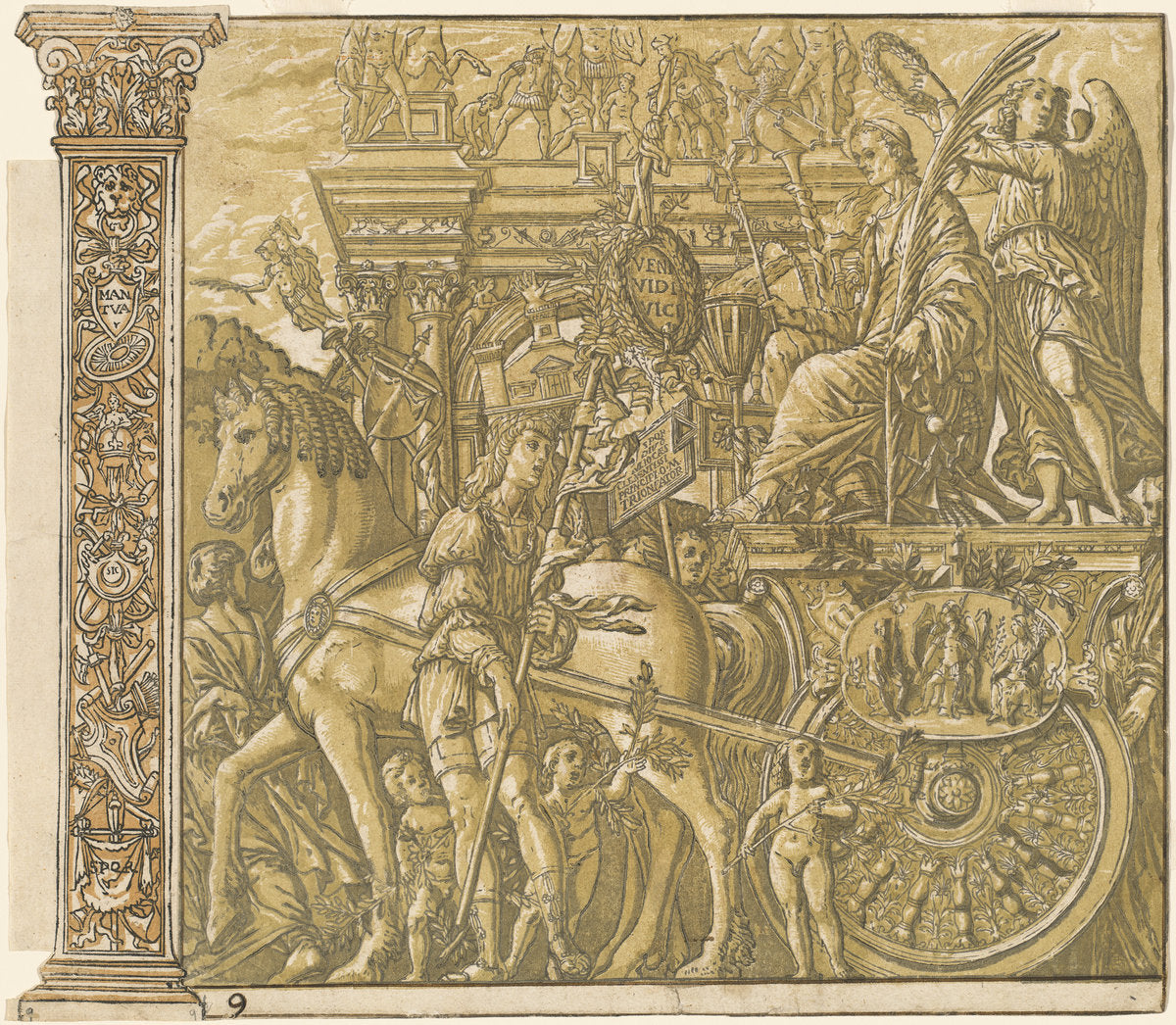 The Triumph of Julius Caesar [no.9 plus 2 columns] by Andrea Andreani after Andrea Mantegna (Italian, 1558/1559 - 1629), 16X12"(A3)Poster Print
