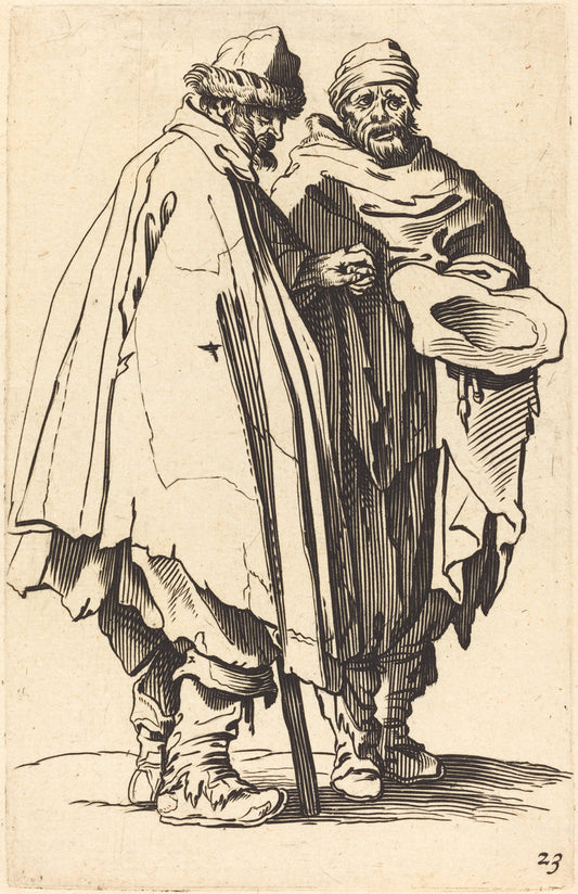 etching by after Jacques Callot (Blind Beggar and Companion), 16X12"(A3)Poster Print