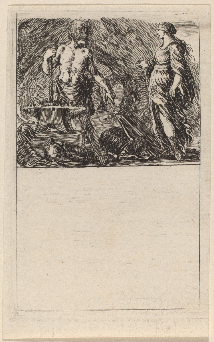 Vulcan and Thetis by Stefano Della Bella (Italian, 1610 - 1664), 16X12"(A3)Poster Print