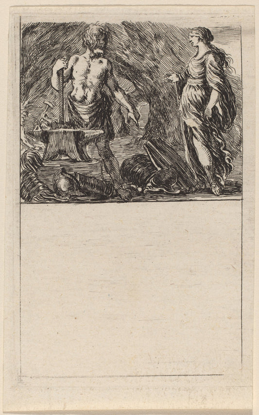 Vulcan and Thetis by Stefano Della Bella (Italian, 1610 - 1664), 16X12"(A3)Poster Print
