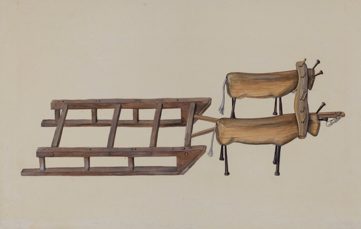 Toy Sledge and Oxen by William Kerby (American, active c. 1935), 16X12"(A3)Poster Print