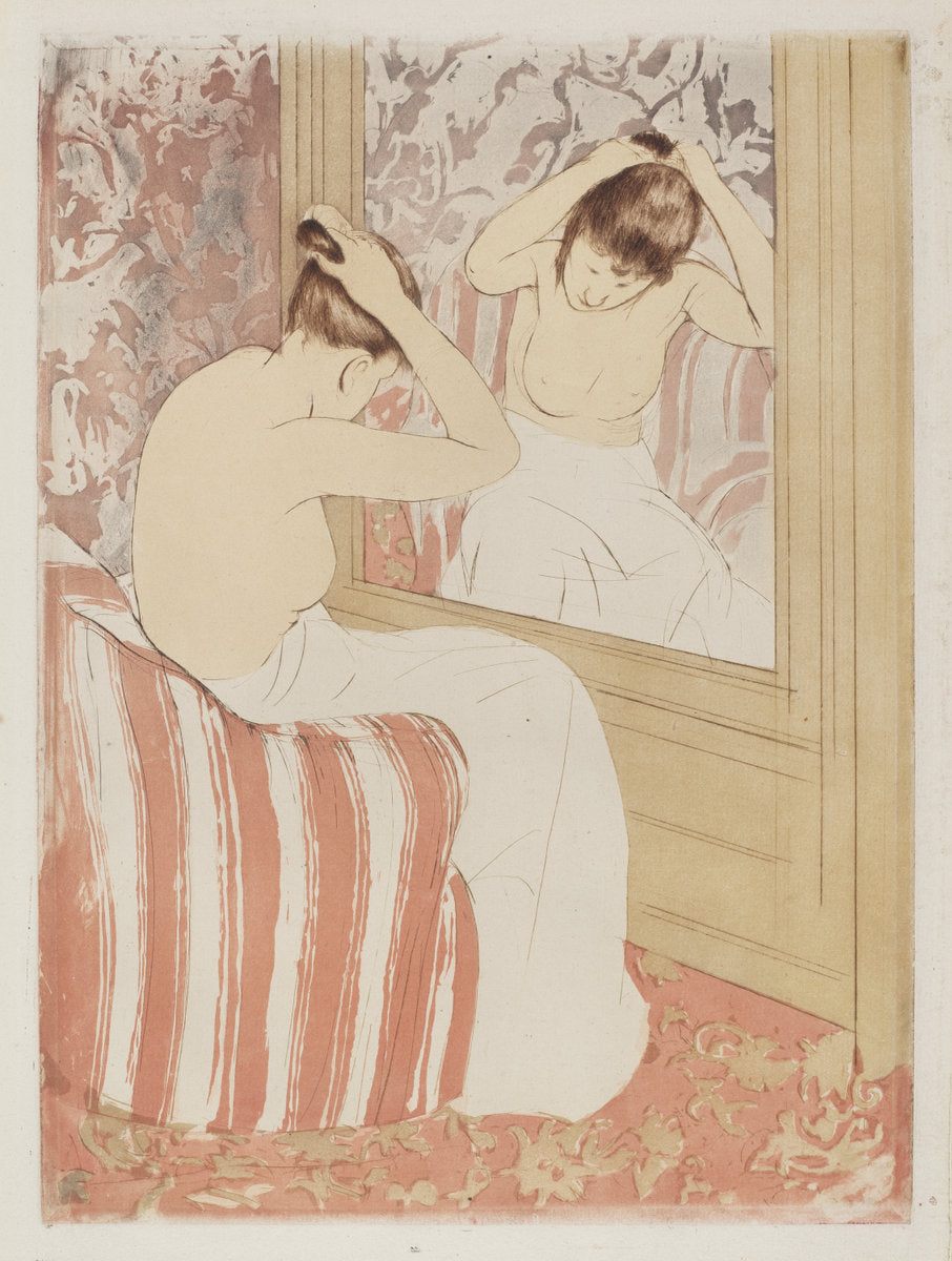 The Coiffure by Mary Cassatt (American, 1844 - 1926), 16X12"(A3)Poster Print