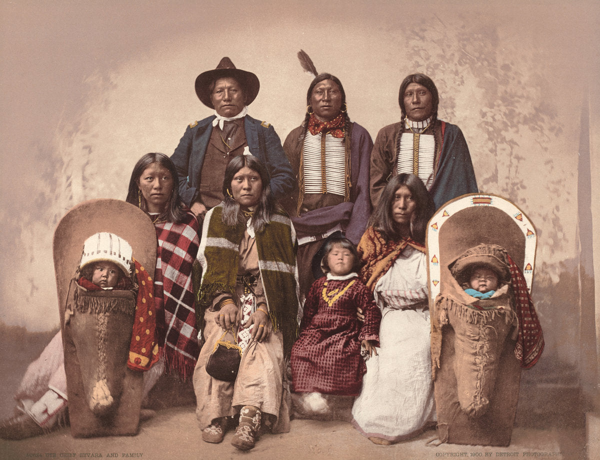 1900 by American 19th Century (Detroit Photographic Co.) (Ute Chief Sevara and Family), 16X12"(A3)Poster Print