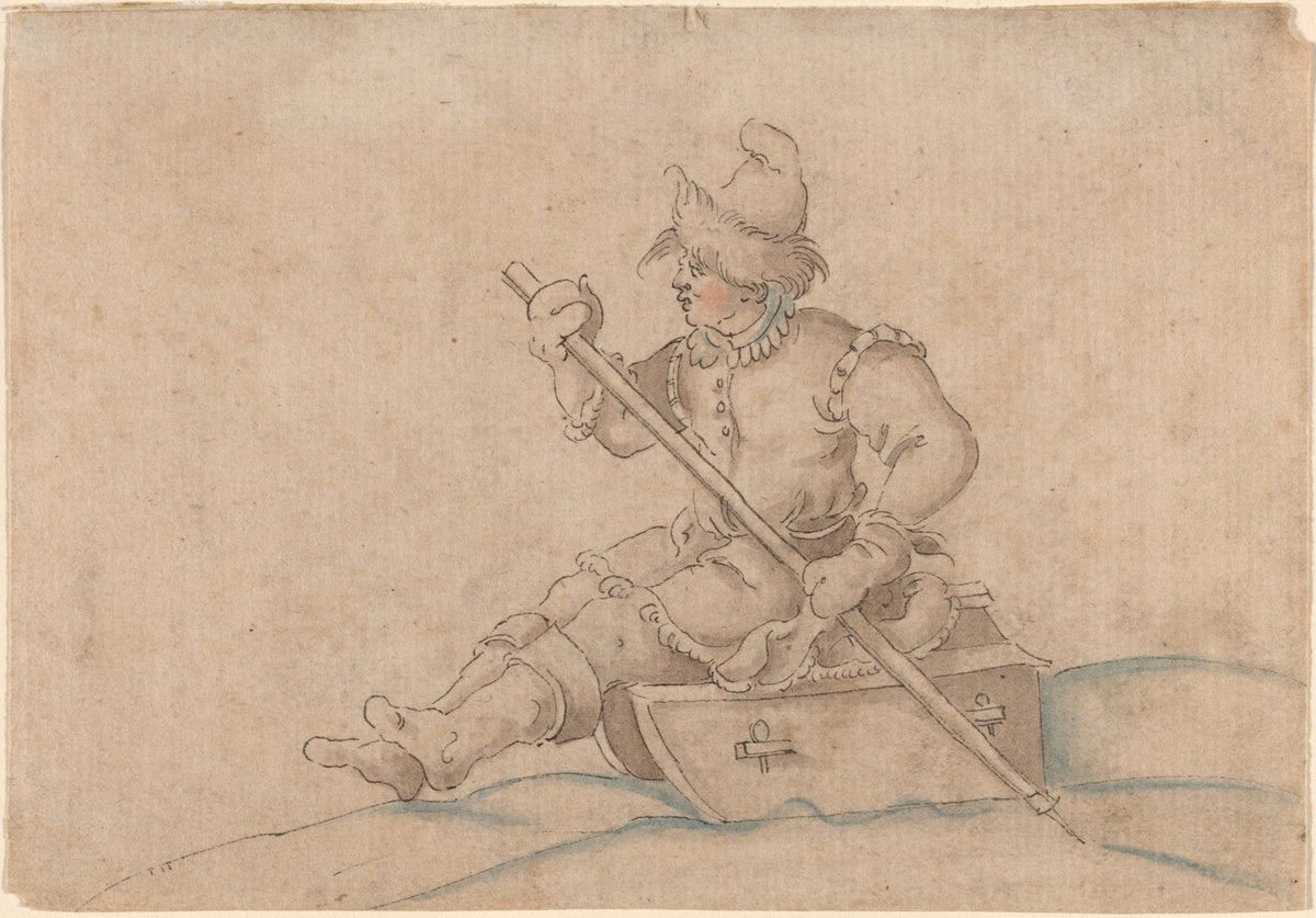 A Boy on a Sled by Jost Amman (Swiss, 1539 - 1591), 16X12"(A3)Poster Print