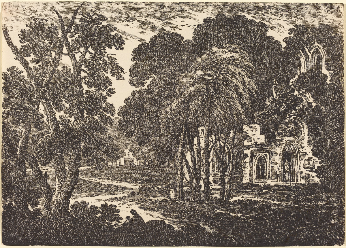 Ruined Abbey among Trees by Richard Cooper II (British, 1740 - after 1814), 16X12"(A3)Poster Print