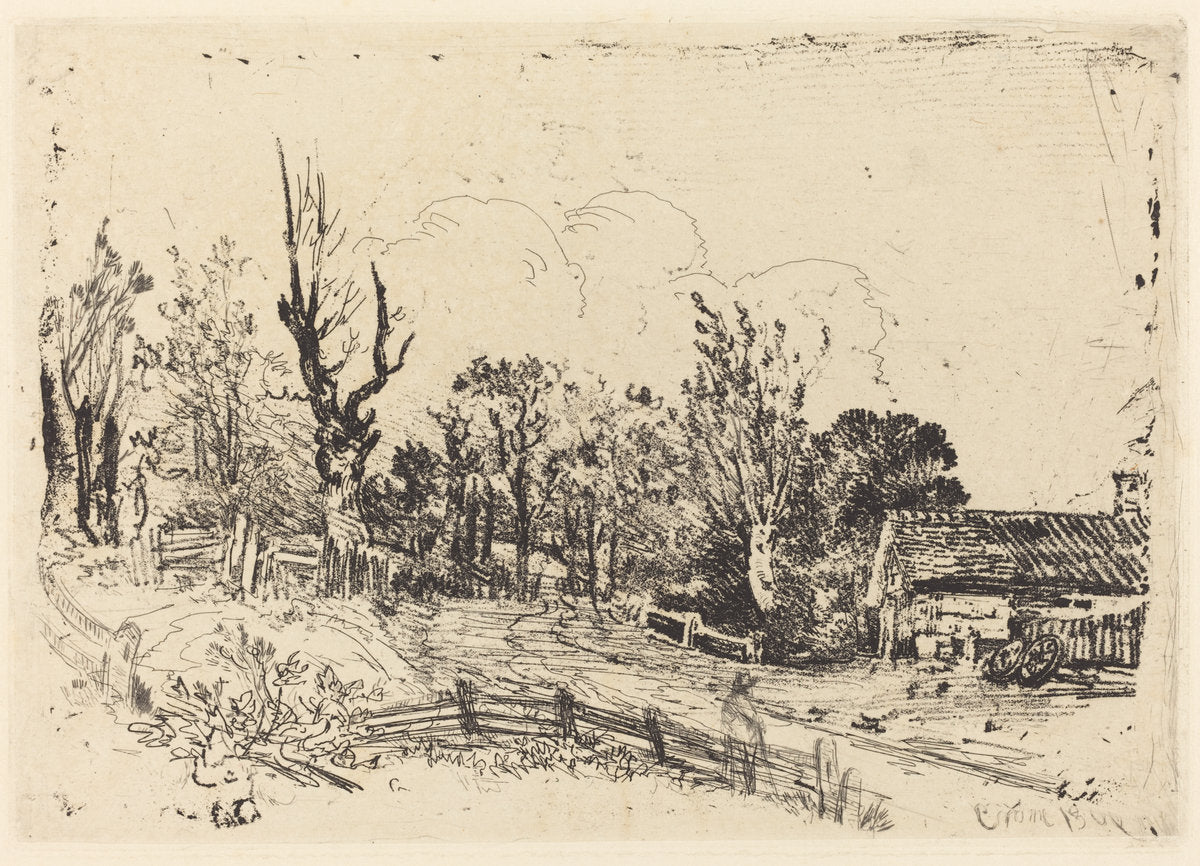 Road with a Farmhouse on the Right by John Crome (British, 1768 - 1821), 16X12"(A3)Poster Print