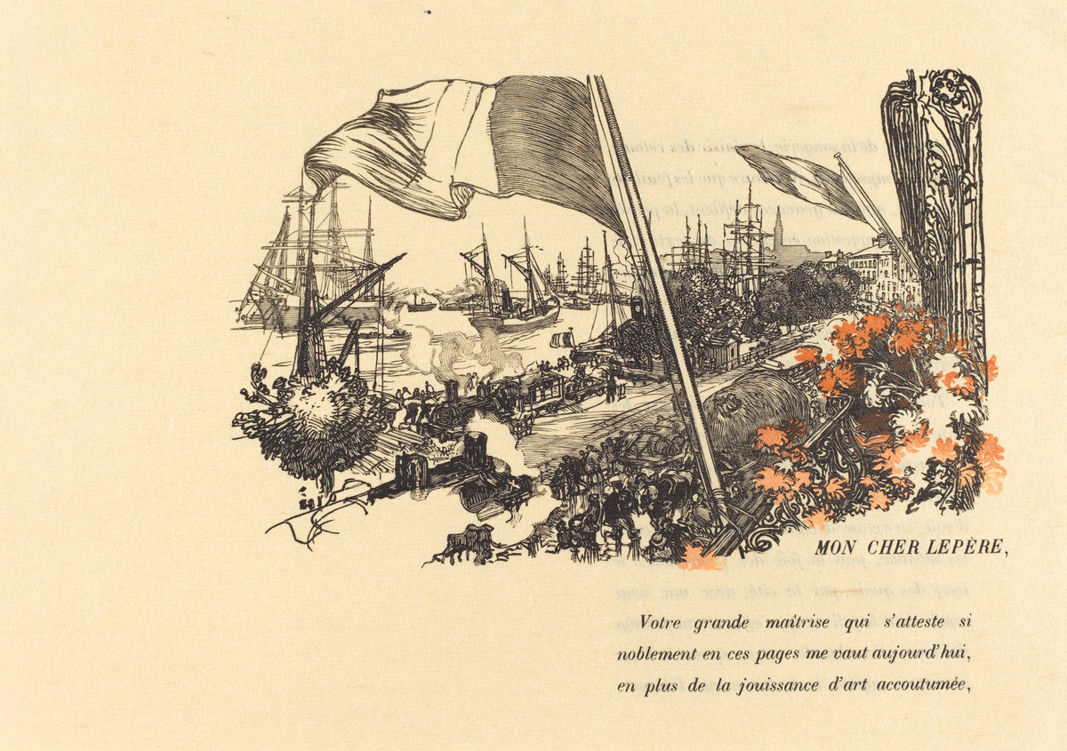 Dedication Page by Auguste Lepère (French, 1849 - 1918), 16X12"(A3)Poster Print