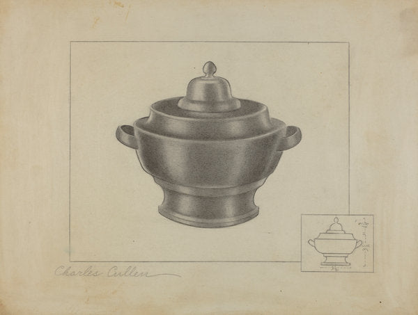 Pewter Sugar Bowl by Charles Cullen (American, active c. 1935), 16X12"(A3)Poster Print