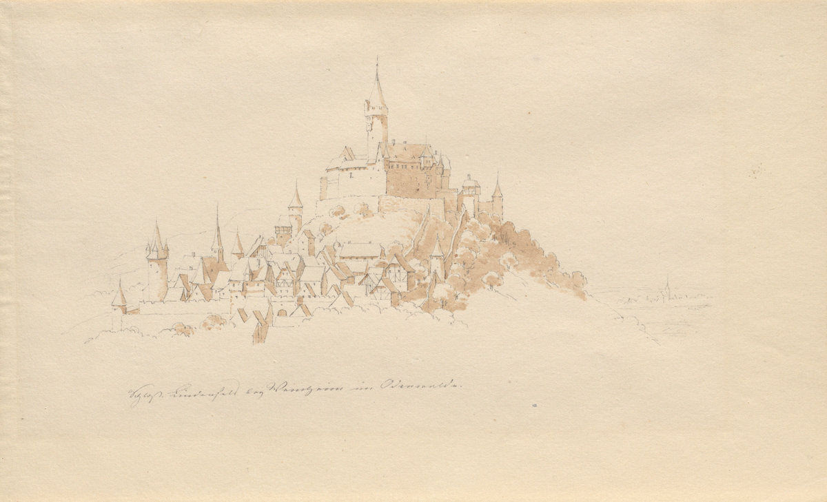 Schloss Lindenfels bei Weinheim im Odenwald by Karl Julius von Leypold (German, 1806 - 1874), 16X12"(A3)Poster Print