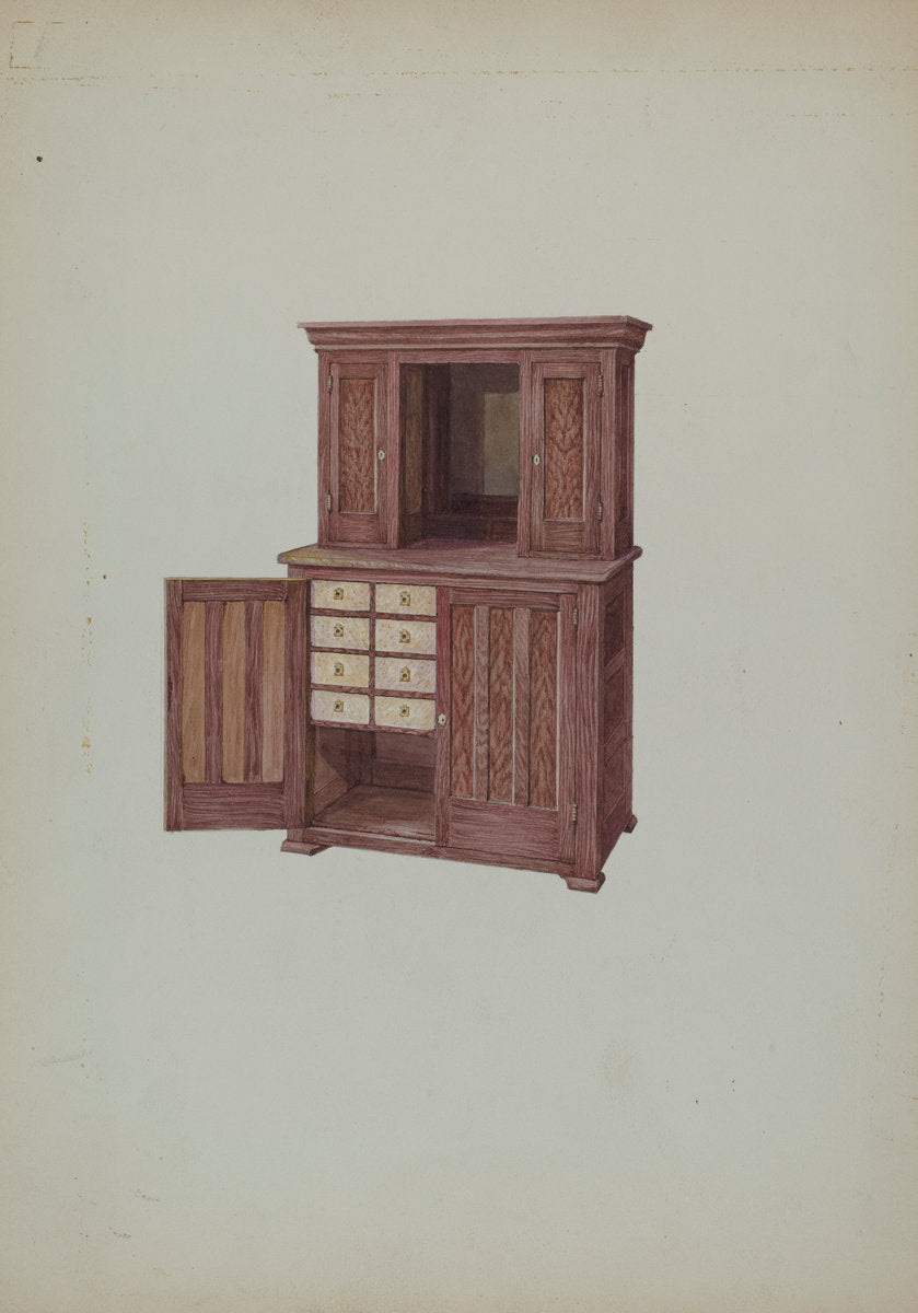 Cabinet, with Ivory Keyholes by William Kieckhofel (American, active c. 1935), 16X12"(A3)Poster Print