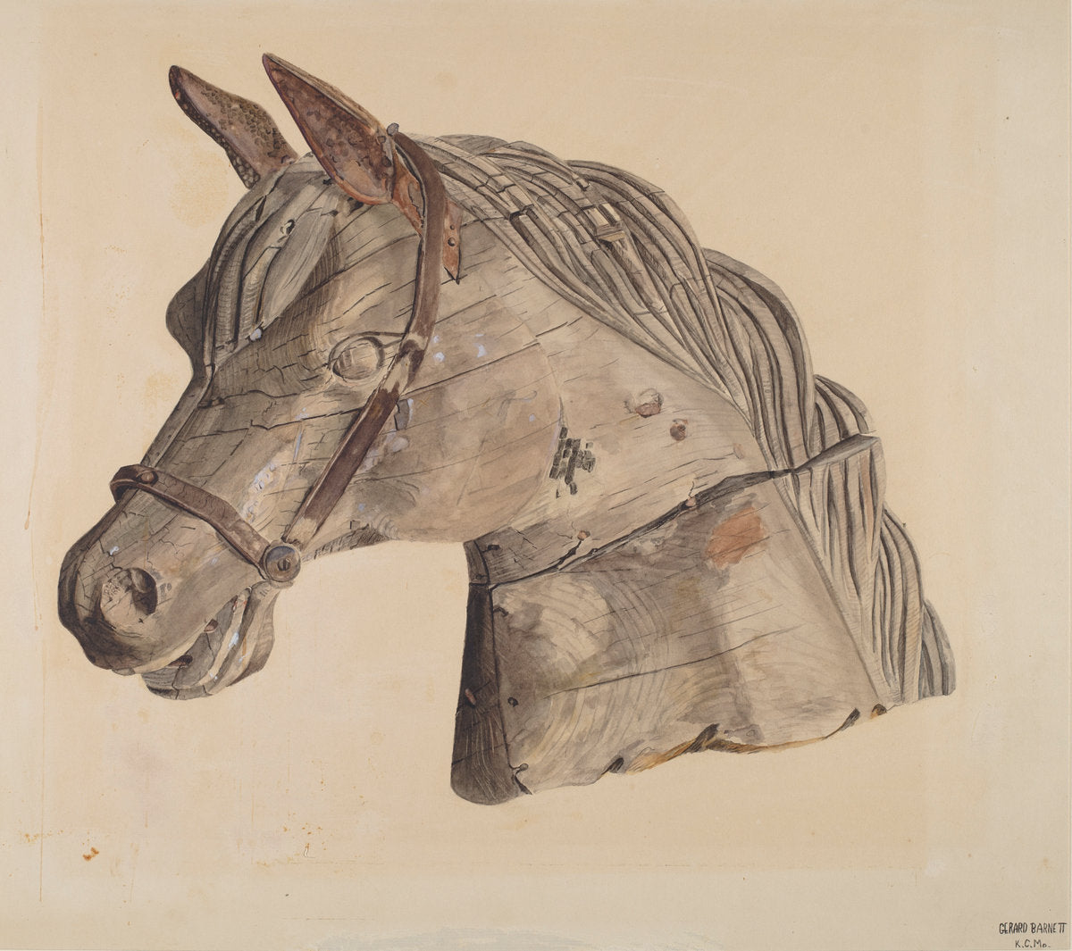 Carousel Horse's Head by Gerard Barnett (American, active c. 1935), 16X12"(A3)Poster Print