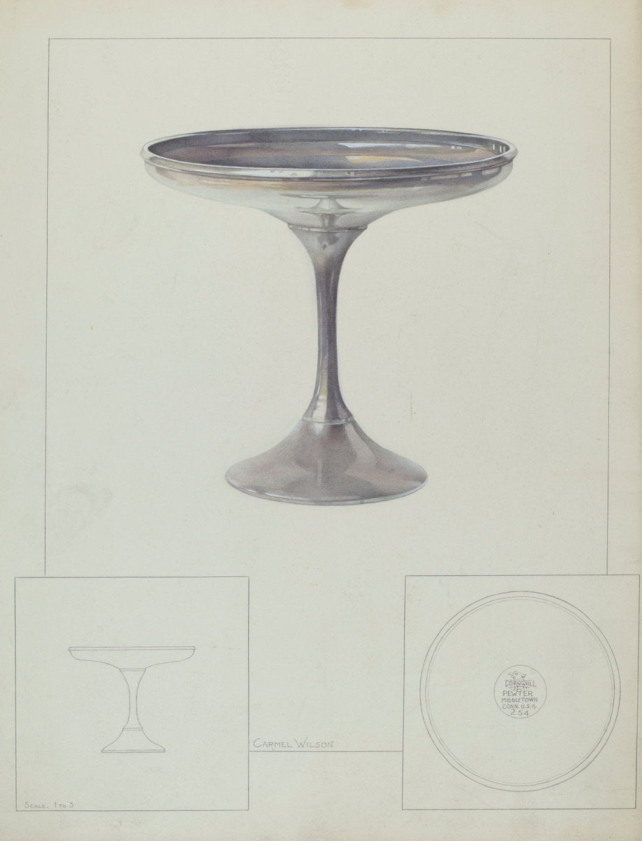 Pewter Compote by Carmel Wilson (American, active c. 1935), 16X12"(A3)Poster Print
