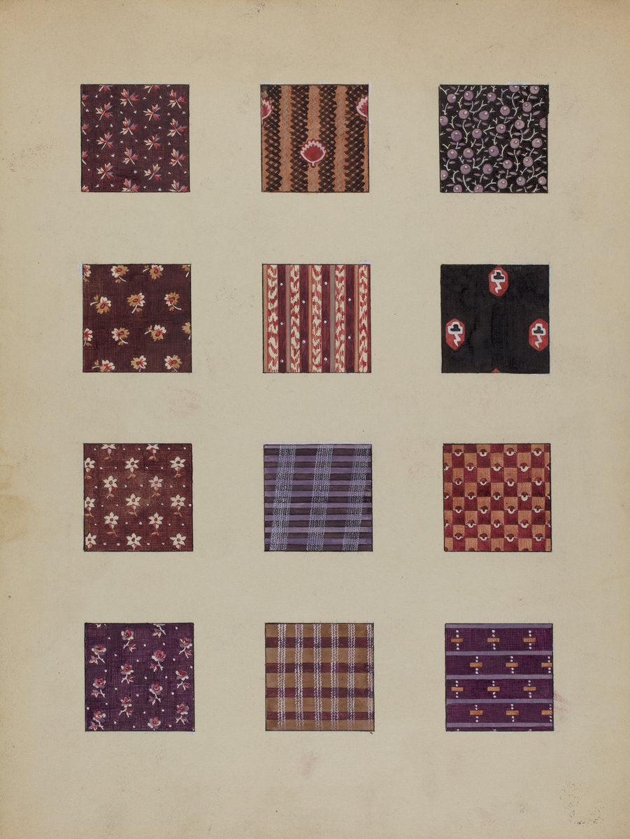 Printed Cottons by Millia Davenport (American, active c. 1935), 16X12"(A3)Poster Print