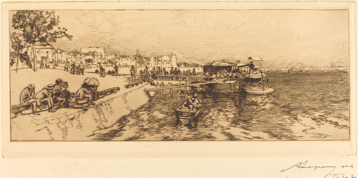 Pier of Bercy (Embarcadere, quai de Bercy) by Auguste Lepère (French, 1849 - 1918), 16X12"(A3)Poster Print