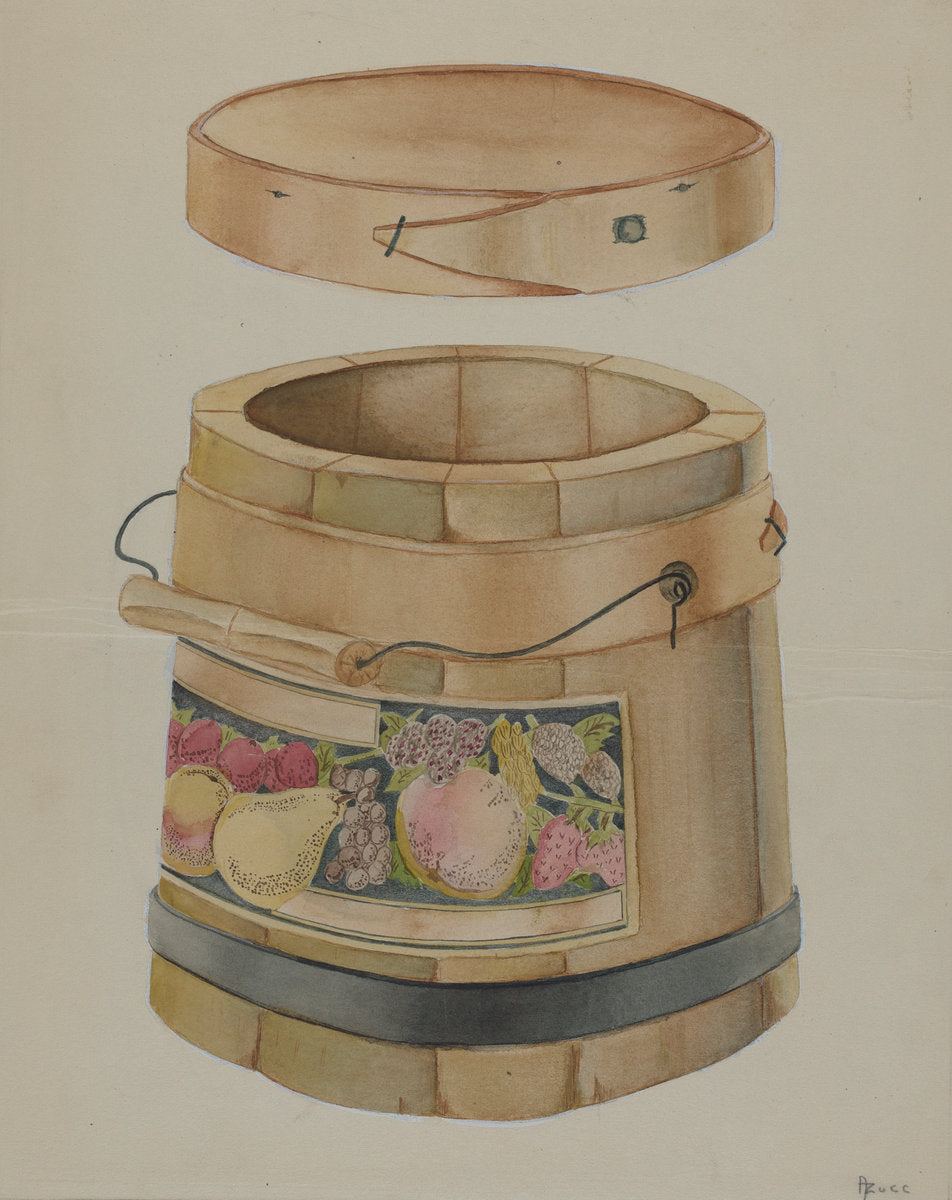 Wooden Jam Pail by Anthony Zuccarello (American, active c. 1935), 16X12"(A3)Poster Print