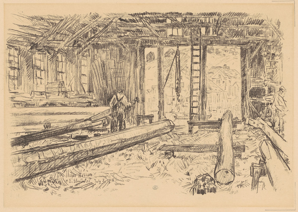The Spar Shop, Gloucester by Childe Hassam (American, 1859 - 1935), 16X12"(A3)Poster Print