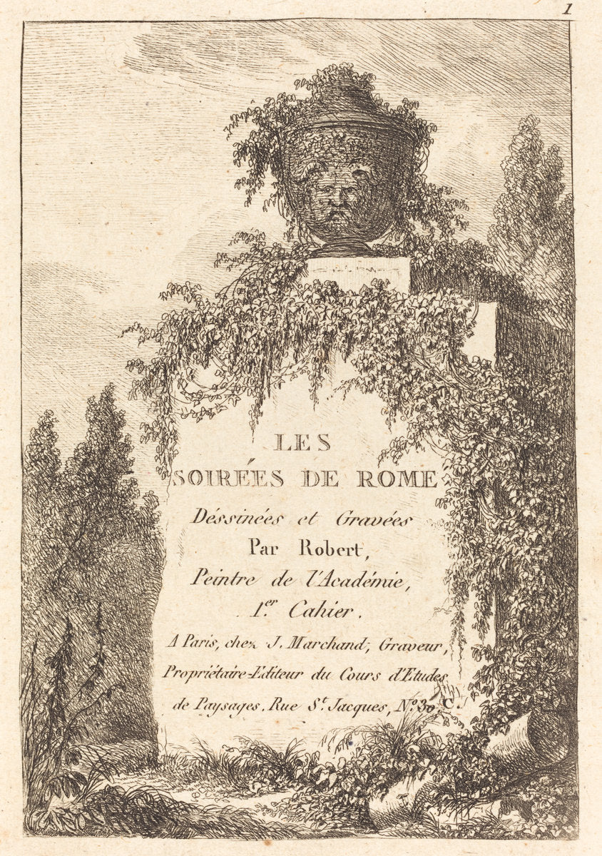Title Page by Hubert Robert (French, 1733 - 1808), 16X12"(A3)Poster Print