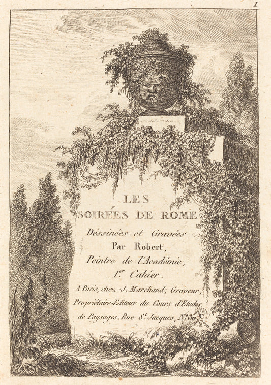 Title Page by Hubert Robert (French, 1733 - 1808), 16X12"(A3)Poster Print