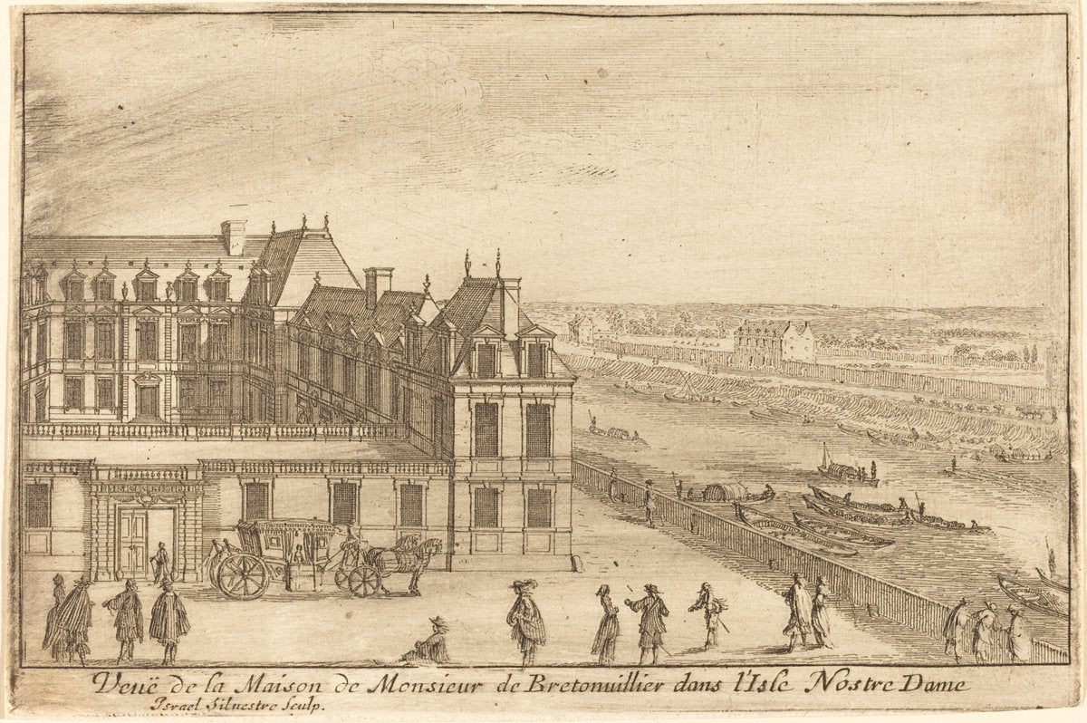 Veue de la Maison de Monsieur de Bretonuillerdans l'Isle Nostre Dame by Israël Silvestre (French, 1621 - 1691), 16X12"(A3)Poster Print