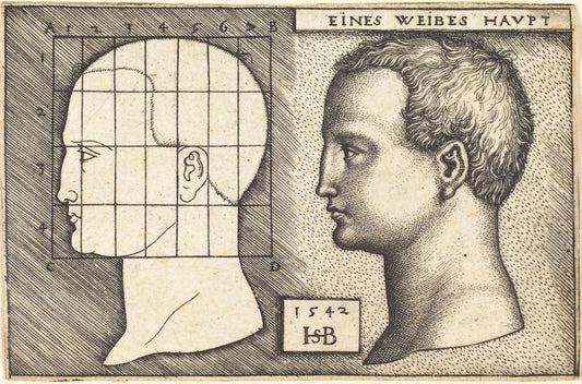 Head of a Woman by Sebald Beham (German, 1500 - 1550), 16X12"(A3)Poster Print