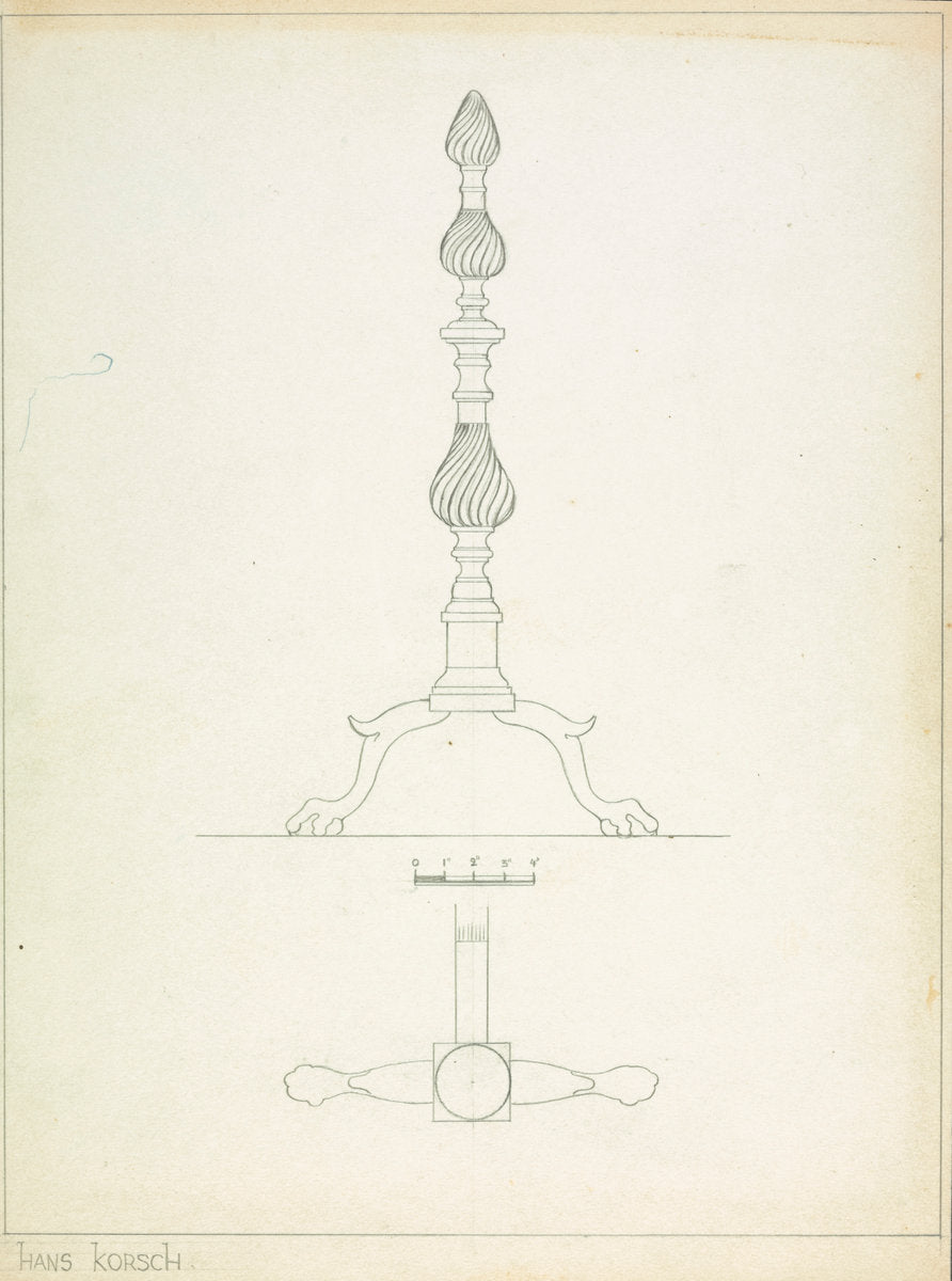 Andiron (one of pair) by Hans Korsch (American, active c. 1935), 16X12"(A3)Poster Print