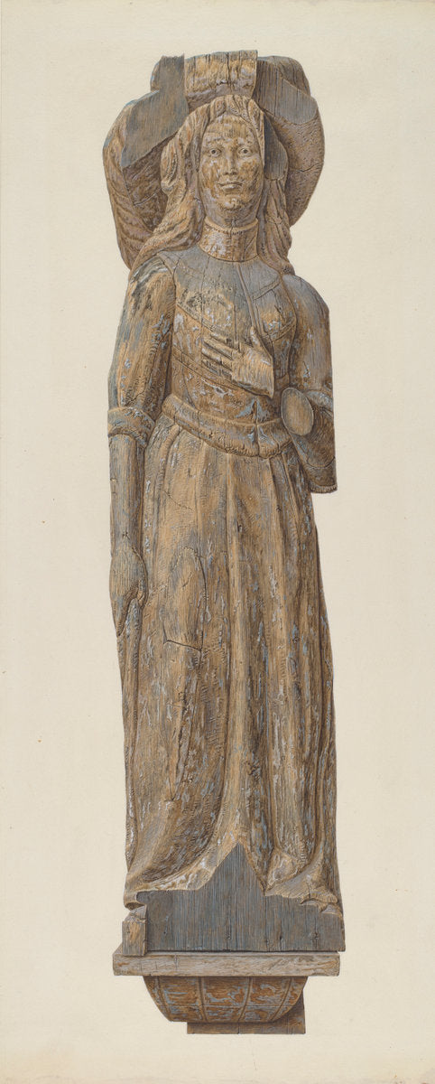 Circus wagon figure: medieval lady by John Matulis (American, 1910 - 2000), 16X12"(A3)Poster Print