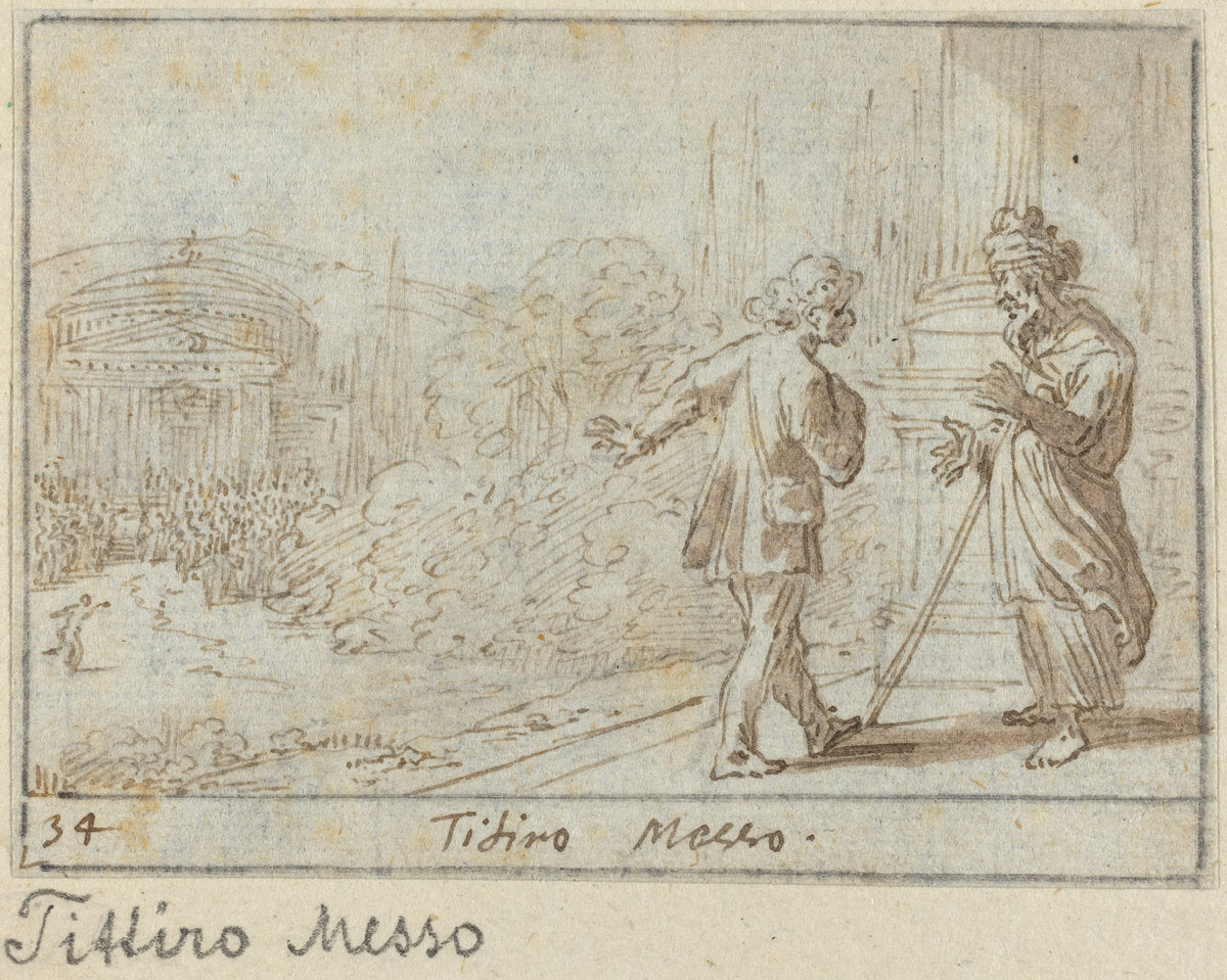 Titiro and Messo by Johann Wilhelm Baur (German, 1607 - 1641), 16X12"(A3)Poster Print