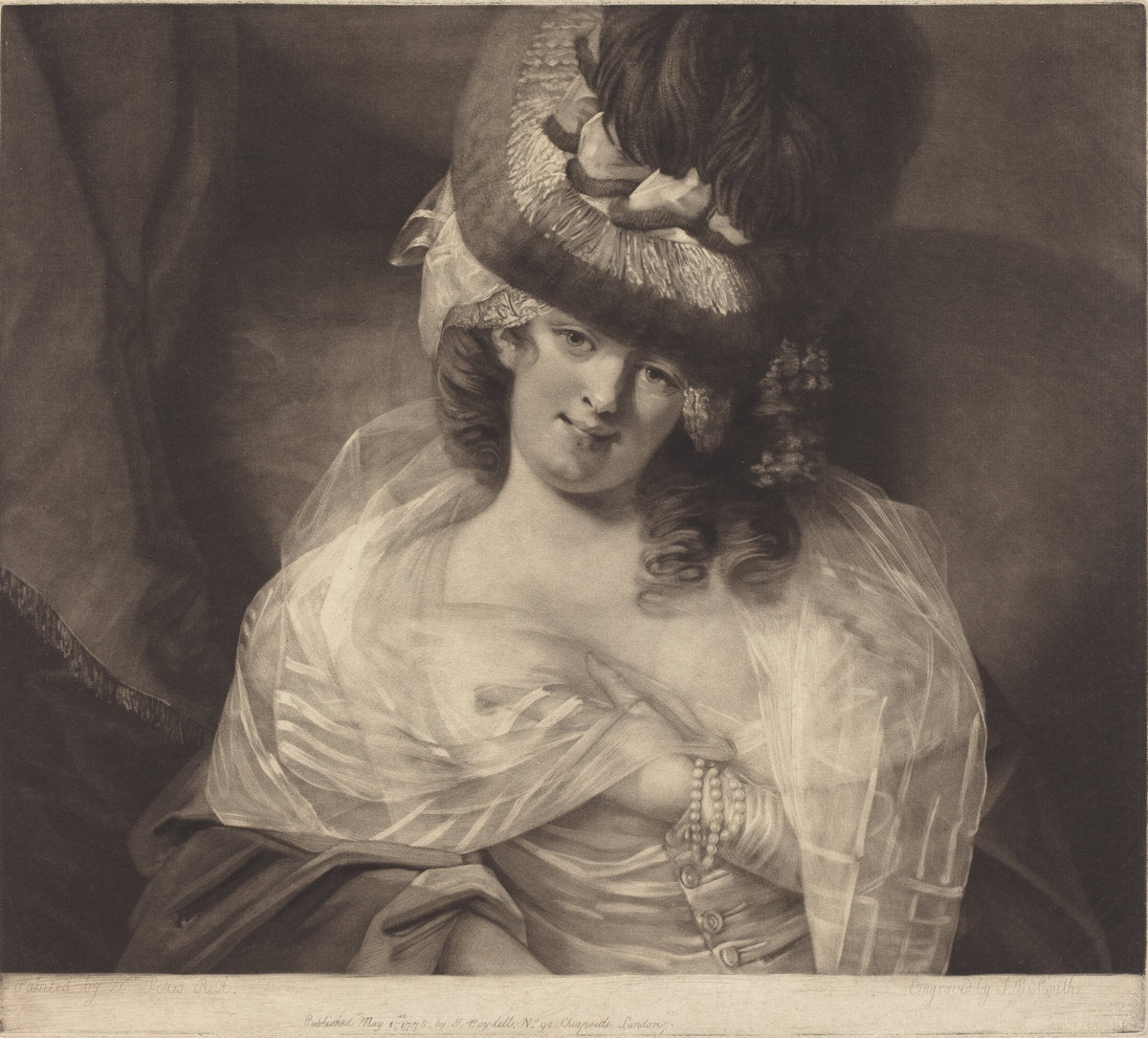 Love in Her Eyes Sits Playing by John Raphael Smith after The Reverend Matthew William Peters (British, 1752 - 1812), 16X12"(A3)Poster Print