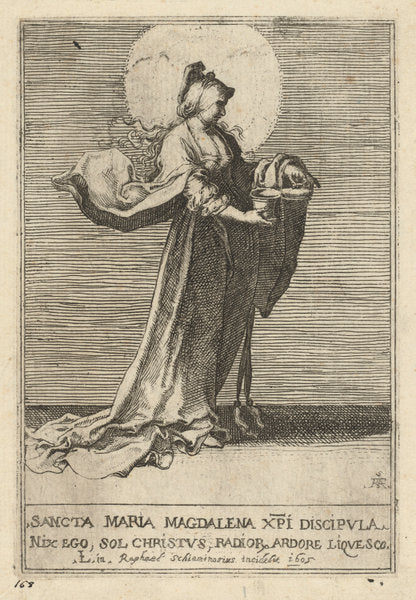 Saint Mary Magdalene by Raffaello Schiaminossi, after Lucas van Leyden (Italian, 1572 - 1622), 16X12"(A3)Poster Print