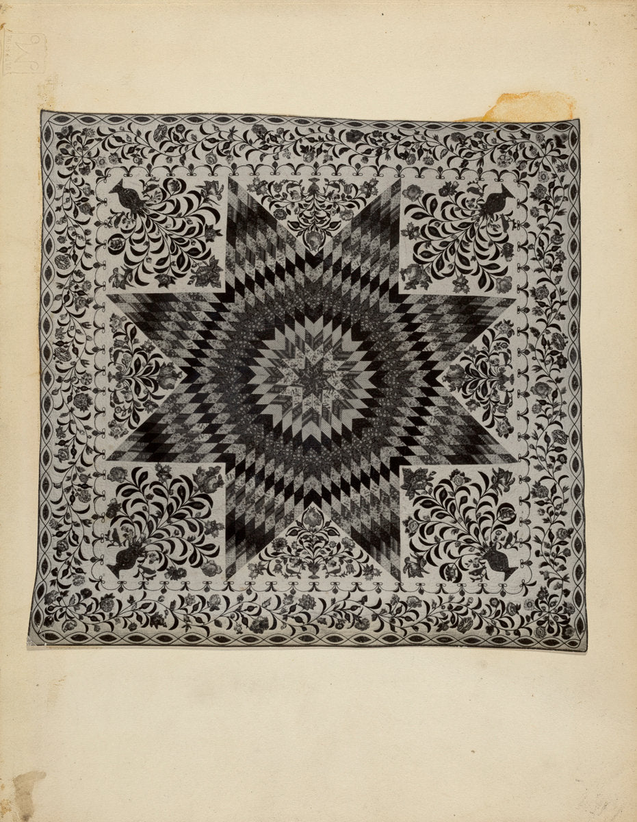c. 1940 by American 20th Century (Patchwork and Applique Quilt), 16X12"(A3)Poster Print