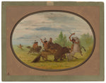 K'nisteneux Indians Attacking Two Grizzly Bears by George Catlin (American, 1796 - 1872), 16X12"(A3)Poster Print